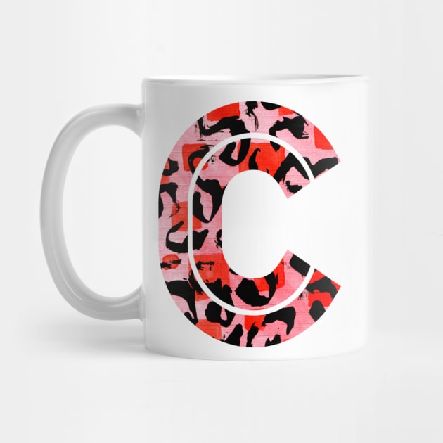 Abstract Letter C Watercolour Leopard Print Alphabet Red by Squeeb Creative